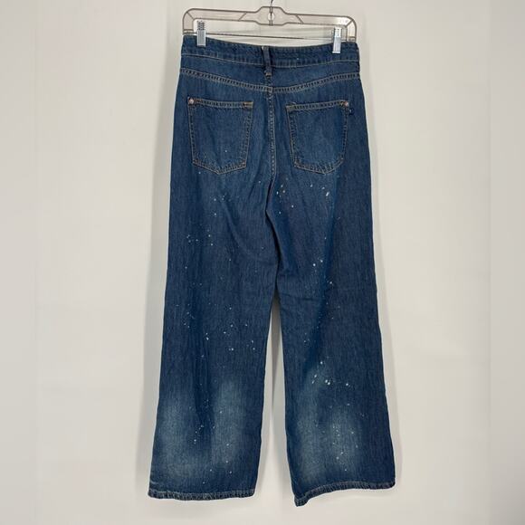 ANTHROPOLOGIE Pilcro The Annie Wide Leg Ultra High Rise Paint Splatter Jeans 27 - Picture 6 of 12